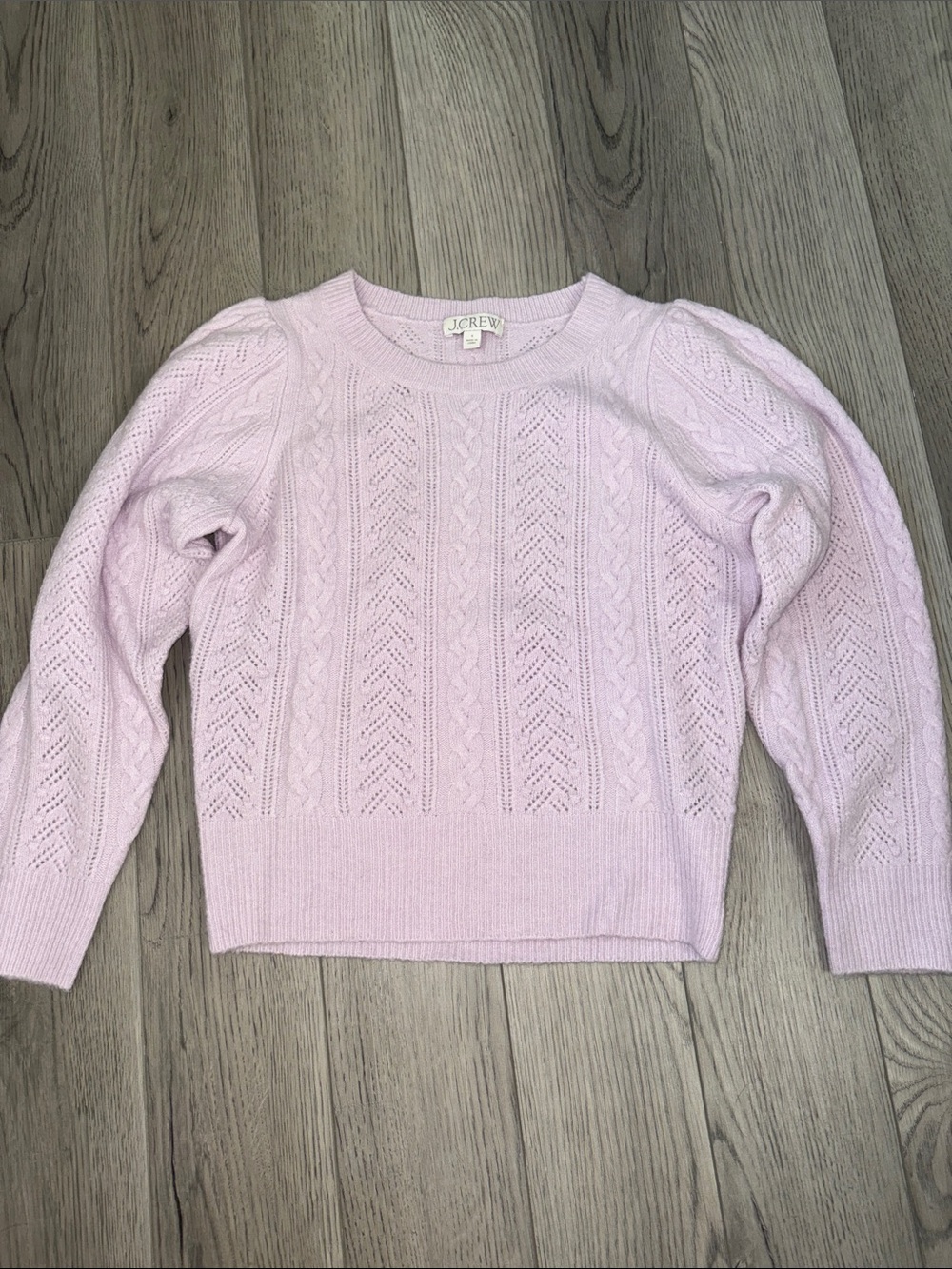 J. Crew Light Purple Pointelle Crewneck Sweater
